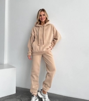 Спортивный костюм женский из трёхнитки на флисе с худи осенне-зимний