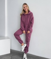 Спортивный костюм женский из трёхнитки на флисе с худи осенне-зимний