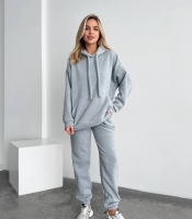 Спортивный костюм женский из трёхнитки на флисе с худи осенне-зимний