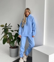 Спортивный костюм женский из трёхнитки на флисе с худи осенне-зимний