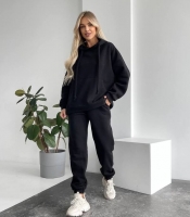 Спортивный костюм женский из трёхнитки на флисе с худи осенне-зимний