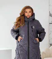 Женская куртка зимняя из плащевки Лаке на синтепоне 250 с капюшоном графитовая