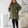 Женская куртка зимняя из плащевки Лаке на синтепоне 250 с капюшоном цвета хаки  k-125351