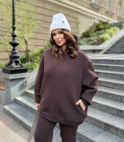 Женское худи oversize из турецкой трёхнитки на флисе базового кроя