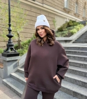 Женское худи oversize из турецкой трёхнитки на флисе базового кроя