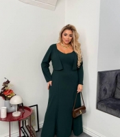 Женский костюм-двойка из креп-дайвинга платье с болеро осенне-зимний