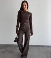 Брюки женские трикотажные шерстяные классические клёш осенне-зимние