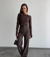 Брюки женские трикотажные шерстяные классические клёш осенне-зимние