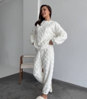 Пижама женская махровая двусторонняя уютная с манжетами осенне-зимняя