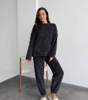 Пижама женская махровая двусторонняя уютная с манжетами осенне-зимняя