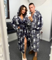 Халат унисекс домашний из махры с капюшоном и поясом осенне-зимний