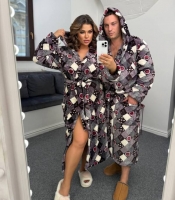 Халат унисекс домашний из махры с капюшоном и поясом осенне-зимний