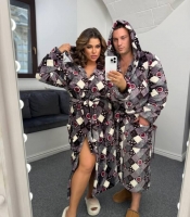 Халат унисекс домашний из махры с капюшоном и поясом осенне-зимний