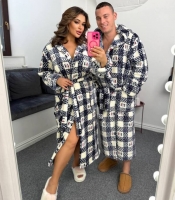 Халат унисекс домашний из махры с капюшоном и поясом осенне-зимний