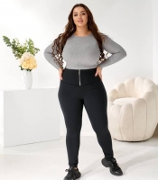 Лосины женские трикотажные на флисе с высокой посадкой осенне-зимние