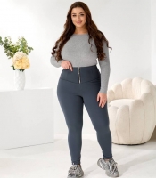 Лосины женские трикотажные на флисе с высокой посадкой осенне-зимние