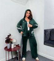 Спортивный костюм женский велюровый утепленный двойка с лампасами оверсайз осенний зимний