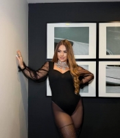 Боди женское креп-дайвинг с прозрачными рукавами из сетки в горох вечернее осеннее зимнее