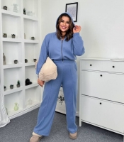 Спортивный костюм женский ангора вязка утепленный двойка с капюшоном и штанами палаццо осенний зимний