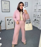 Спортивный костюм женский ангора вязка утепленный двойка с капюшоном и штанами палаццо осенний зимний