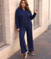 Костюм женский ангора в рубчик утепленный двойка с воротником и прямыми брюками осенний зимний