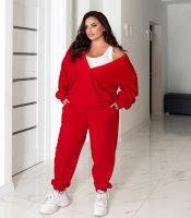 Костюм-тройка женский из полар-флиса утепленный с V-образным вырезом и джоггерами осенний зимний