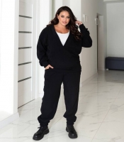Костюм-тройка женский из полар-флиса утепленный с V-образным вырезом и джоггерами осенний зимний