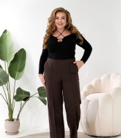 Брюки женские трикотажные шерстяные прямого кроя со стрелками осенние зимние