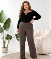 Брюки женские трикотажные шерстяные прямого кроя со стрелками осенние зимние