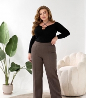 Брюки женские трикотажные шерстяные прямого кроя со стрелками осенние зимние