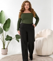 Брюки женские трикотажные шерстяные прямого кроя со стрелками осенние зимние