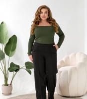 Брюки женские трикотажные шерстяные прямого кроя со стрелками осенние зимние