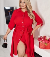 Платье-рубашка женское из костюмной ткани с поясом и стразами осеннее зимнее