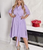 Платье-рубашка женское из костюмной ткани с поясом и стразами осеннее зимнее