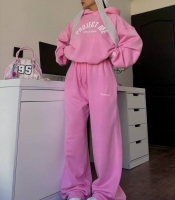 Костюм-двойка женский спортивный из турецкой трехнитки пенье с принтом oversize осенний зимний