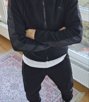 Костюм-двойка мужской спортивный из флиса с капюшоном и молнией осенний зимний