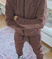 Костюм-двойка мужской спортивный из флиса с капюшоном и молнией осенний зимний