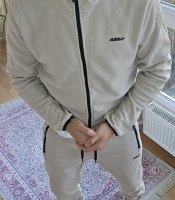 Костюм-двойка мужской спортивный из флиса с капюшоном и молнией осенний зимний