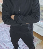 Костюм-двойка мужской спортивный из трёхнитки на флисе с капюшоном и молнией осенний зимний