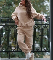 Спортивный костюм женский зимний оверсайз из ткани тедди на флисе утеплённый двунитка двойка