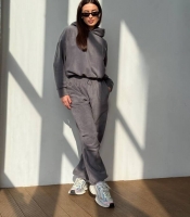 Спортивный костюм женский зимний оверсайз из двустороннего турецкого флиса утеплённый двойка