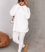 Костюм-двойка женский осенне-зимний из ангорки рубчик: свободный свитер и лосины