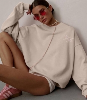 Свитшот женский осенне-зимний из турецкой трёхнитки оверсайз с надписью и спущенной линией плеча