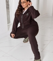 Спортивный костюм женский флис полар утеплённый с кофтой на молнии повседневный осенний зимний