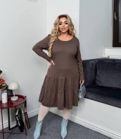 Платье женское трикотажное фасон трапеция утеплённое повседневное осеннее зимнее