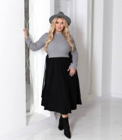 Платье женское трикотажное фасон трапеция длинное утеплённое повседневное осеннее зимнее