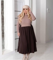 Платье женское трикотажное фасон трапеция длинное утеплённое повседневное осеннее зимнее