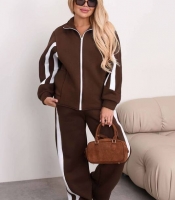 Спортивный костюм женский из трехнитки на флисе с полосками двойка осенний зимний