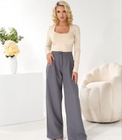 Брюки женские палаццо из костюмной ткани высокой посадки широкого прямого кроя осенние зимние