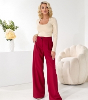 Брюки женские палаццо из костюмной ткани высокой посадки широкого прямого кроя осенние зимние